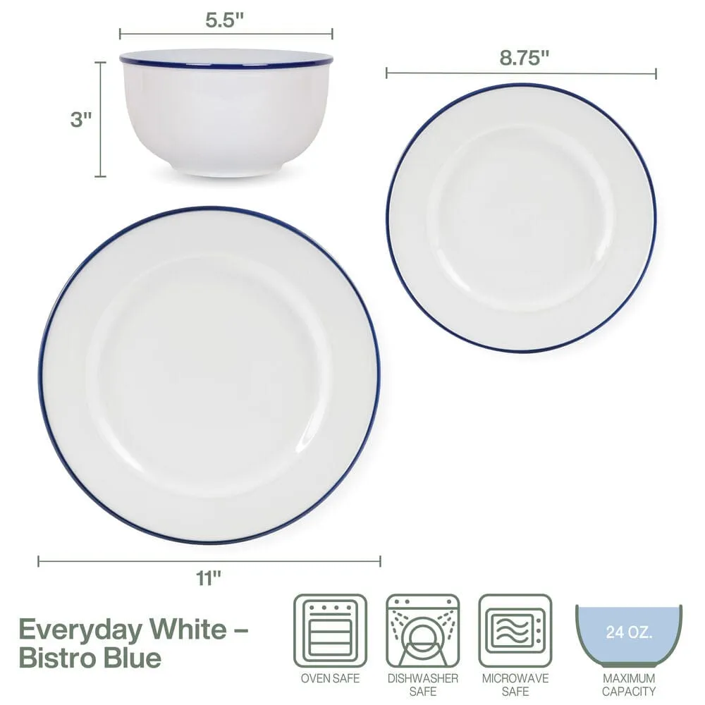 Fitz and Floyd Everyday Bistro servizio piatti 12pz blu