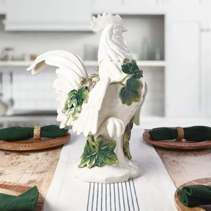 Fitz and Floyd Sicily Green gallo decorativo 48 cm ceramica
