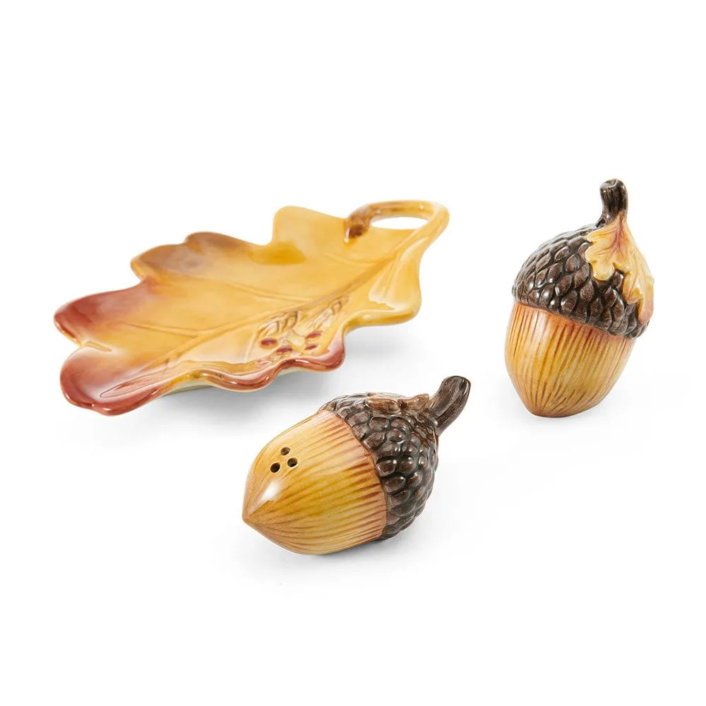 Fitz and Floyd Harvest set sale e pepe ghianda con vassoio