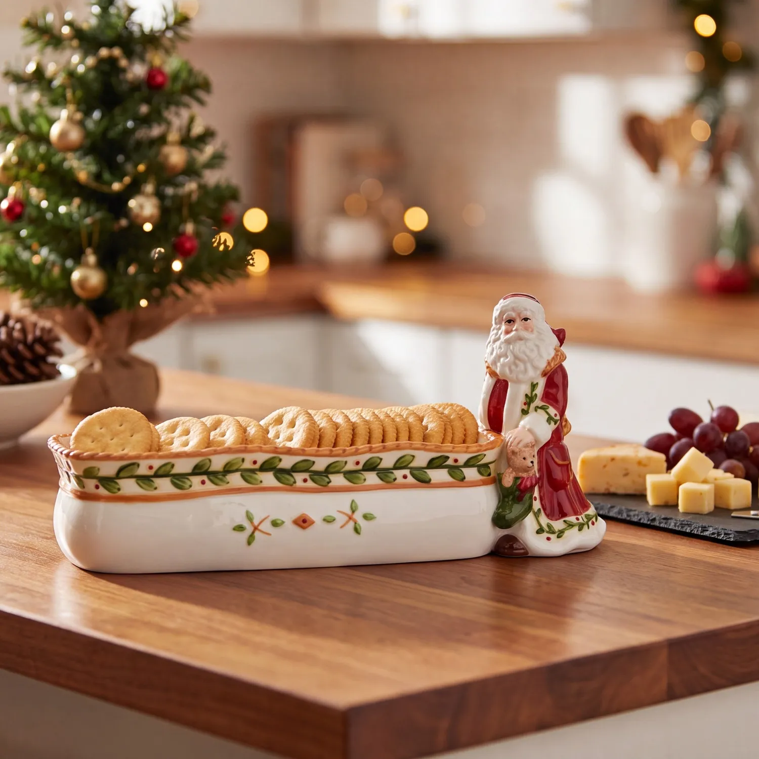 Fitz and Floyd Santa's Gift ciotola antipasti lunga terracotta