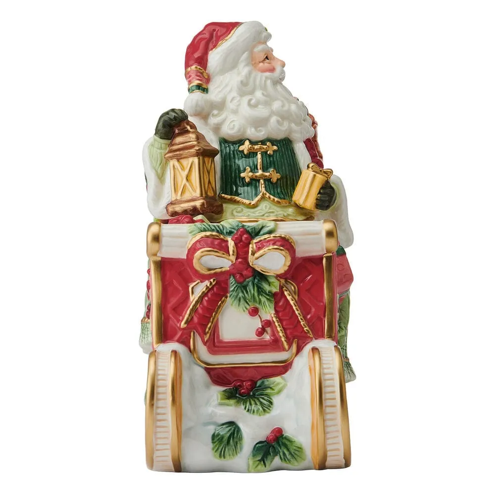 Fitz and Floyd Crimson Holiday barattolo biscotti Babbo Natale