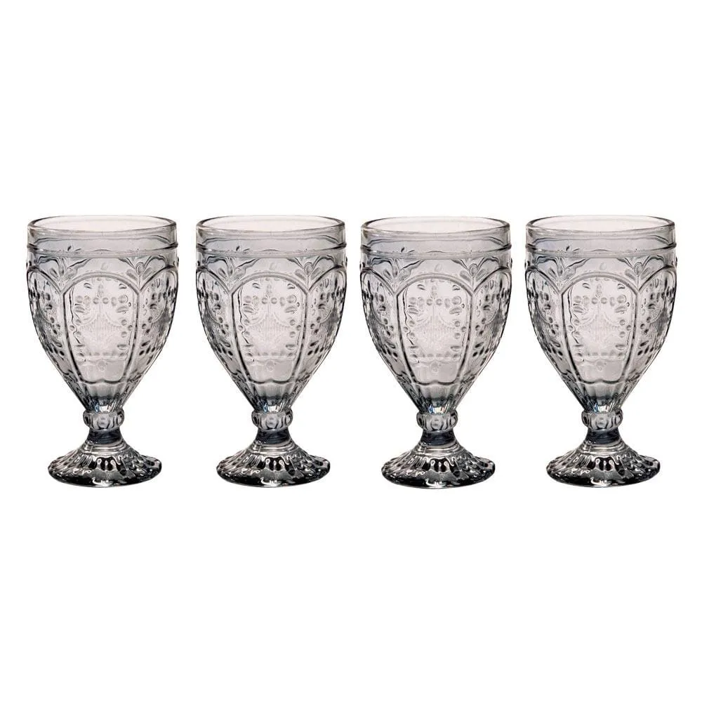 Fitz and Floyd Trestle Goblets bicchieri set 4 fumo vetro