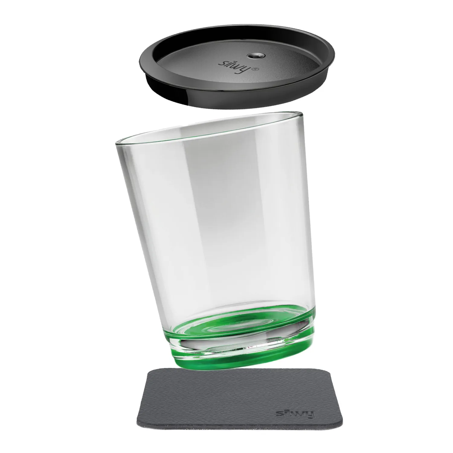 Silwy Triple tazza magnetica verde con coperchio