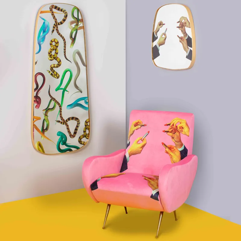 Seletti Toiletpaper Lipsticks specchio cornice ottone