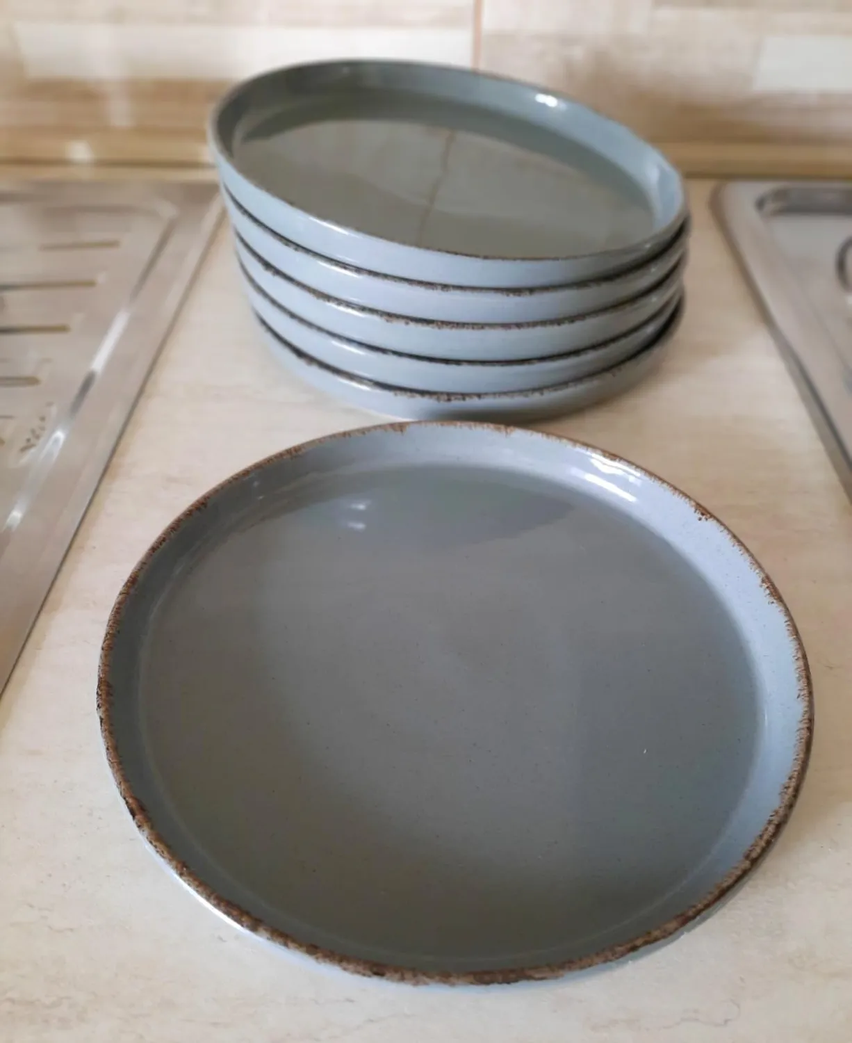 Pure Living Rustic Set 6 Piatti Colazione Blu Fumo Ceramica
