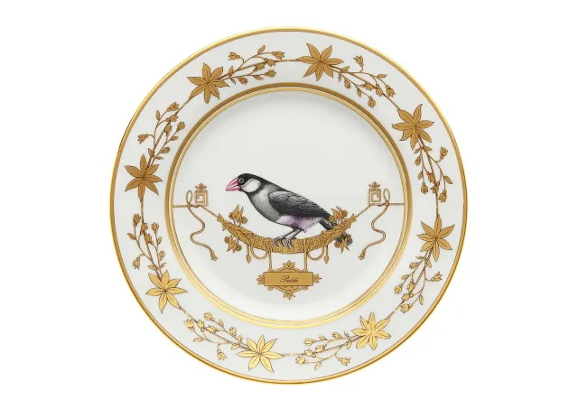 Richard Ginori Volière piatto piano porcellana oro
