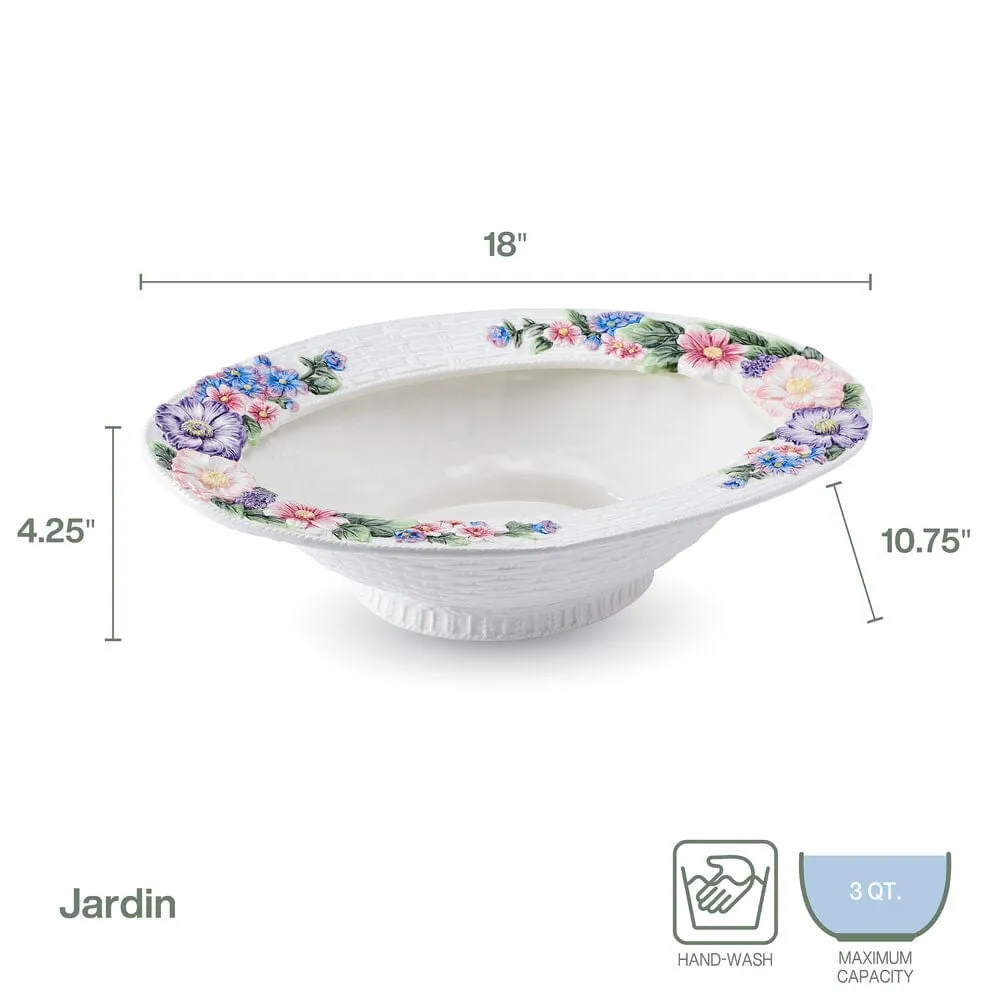 Fitz and Floyd Jardin centrotavola 18" fiori terraglia