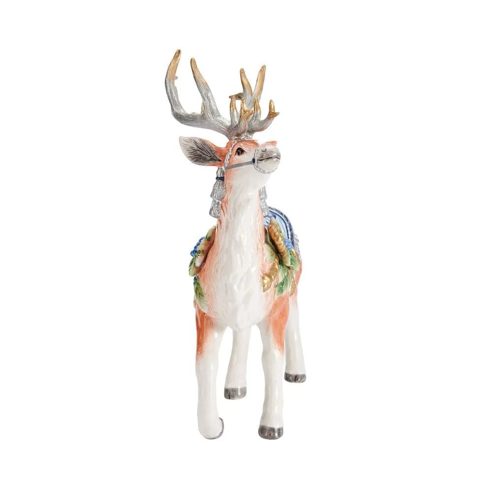 Fitz and Floyd Holiday Home Cervo statuina ceramica blu 31,5 cm