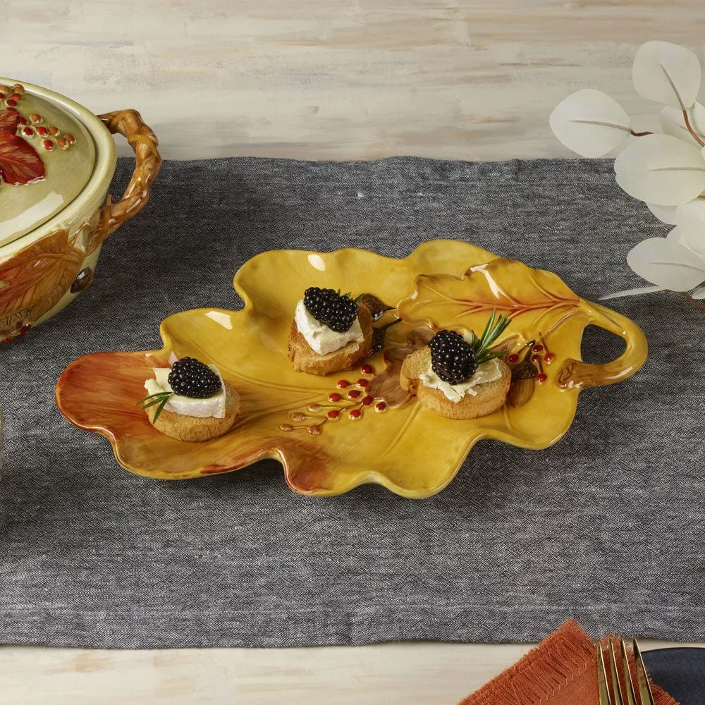Fitz and Floyd Harvest vassoio foglia ceramica autunnale