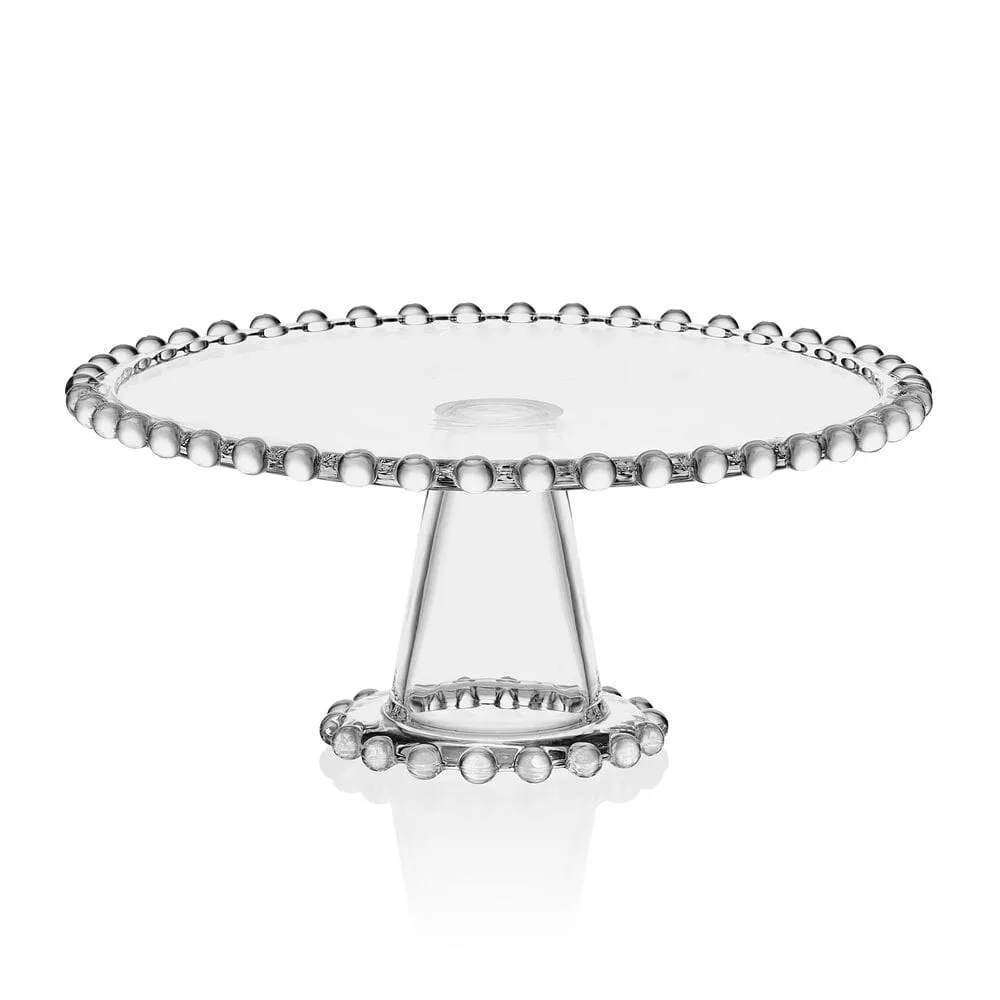 Fitz and Floyd Beaded Alzata torta vetro 27 cm
