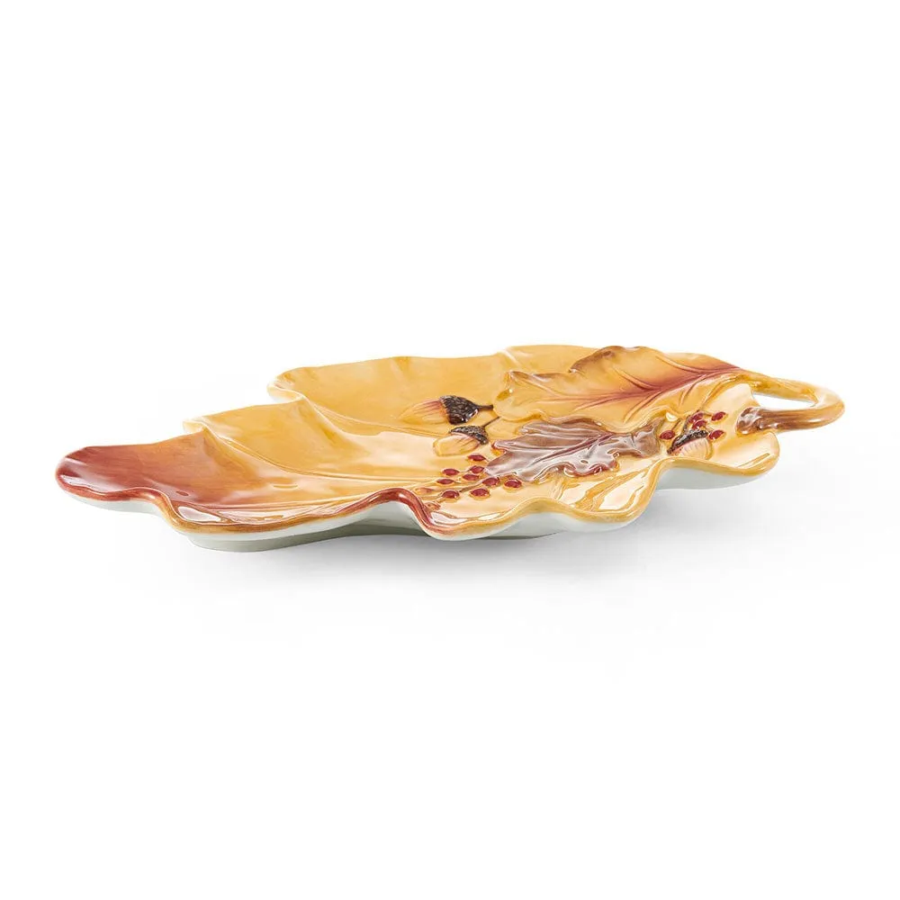 Fitz and Floyd Harvest vassoio foglia ceramica autunnale