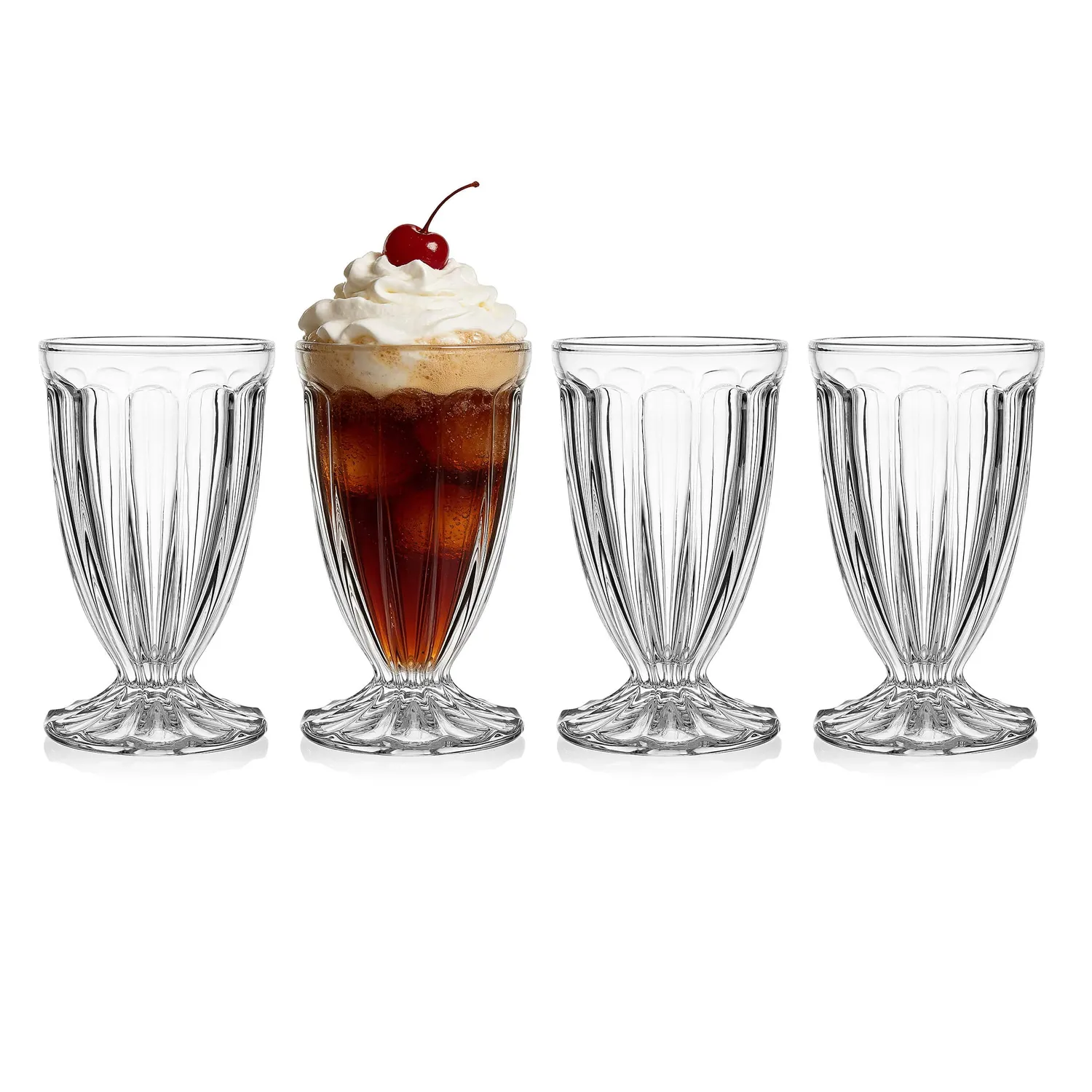 Fitz and Floyd Vintage Scoop set 4 bicchieri gelato vetro