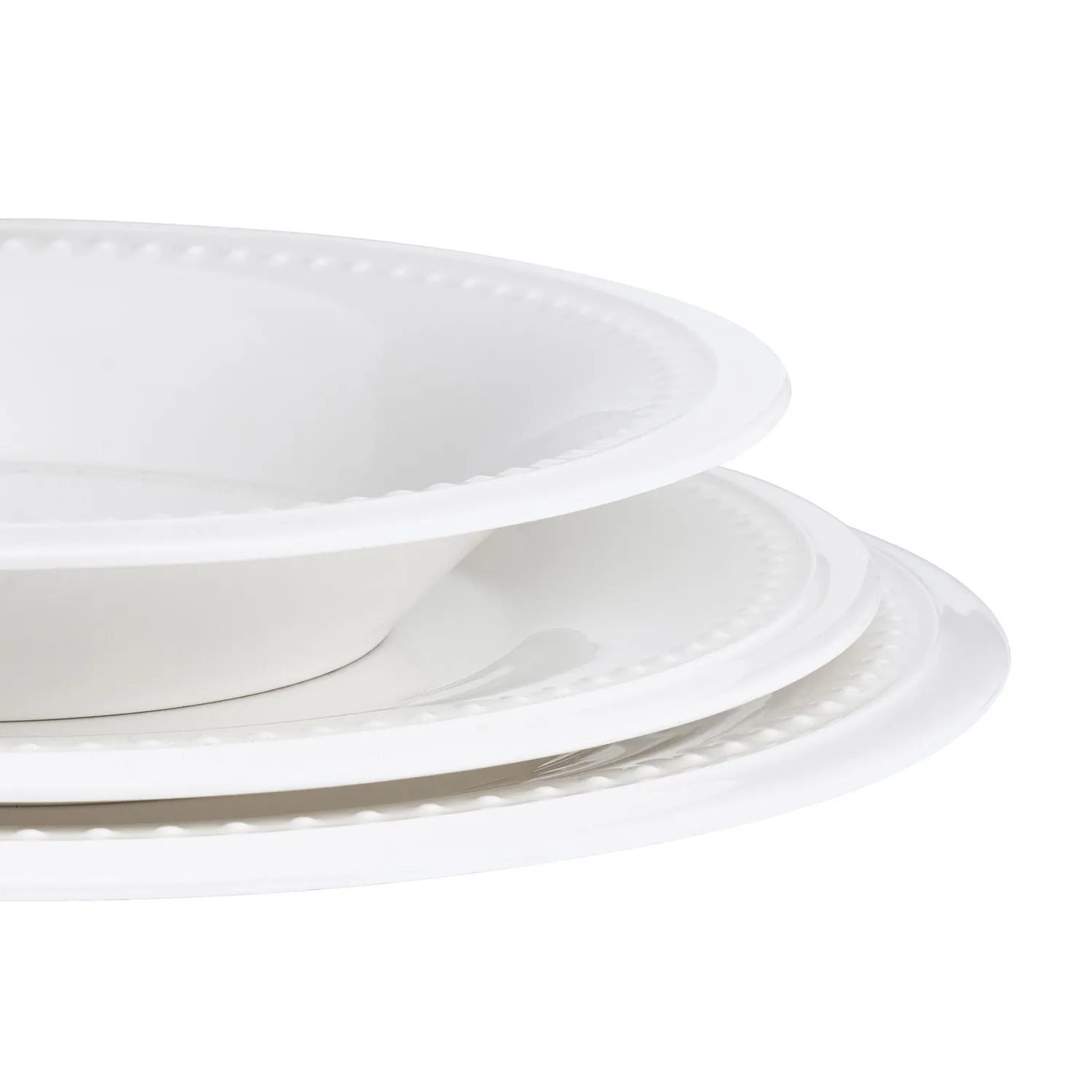 Fitz and Floyd Nevaeh White Classic Bead servizio piatti 12 pezzi bone china