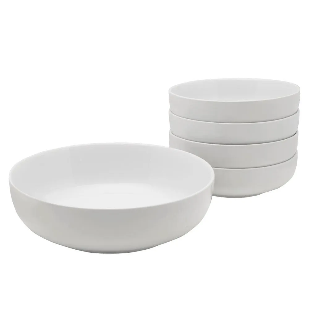 Fitz and Floyd Everyday White set ciotole pasta 5 pezzi porcellana