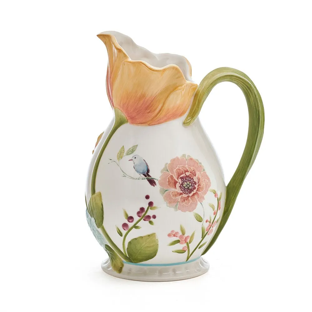 Fitz and Floyd Meadow brocca ceramica fiori primavera