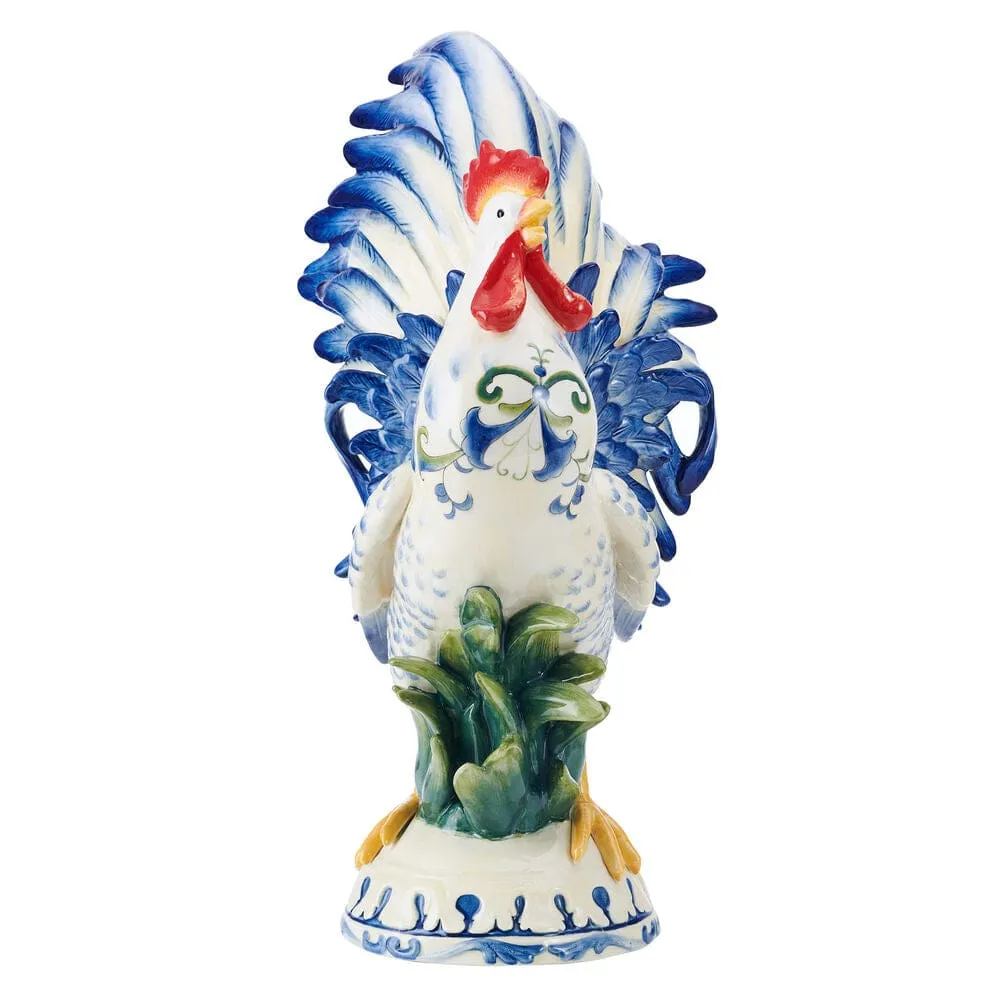 Fitz and Floyd Sicily Blue statuina Gallo blu 52 cm terracotta
