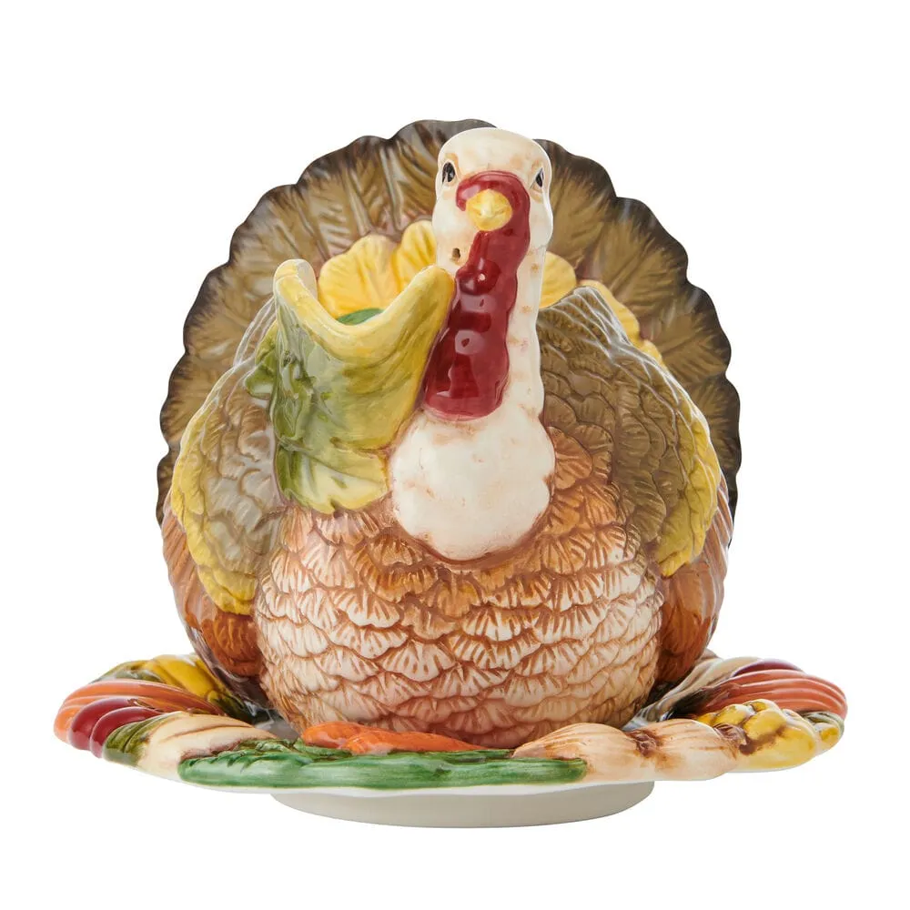 Fitz and Floyd Harvest Thanksgiving salsiera tacchino terracotta