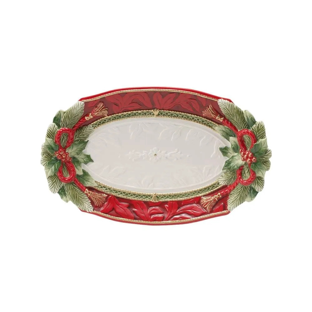 Fitz and Floyd Holiday Home vassoio ceramica piccolo natalizio