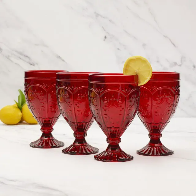 Fitz and Floyd Trestle calici vetro rossi set 4 pezzi 355 ml