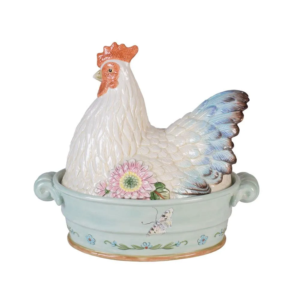 Fitz and Floyd Toulouse Hen Ciotola Verdure con Coperchio 1,4 L