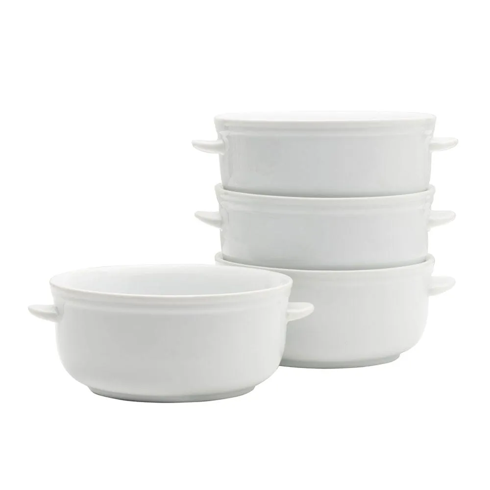Fitz and Floyd Everyday White set 4 ciotole zuppa manici 20 oz
