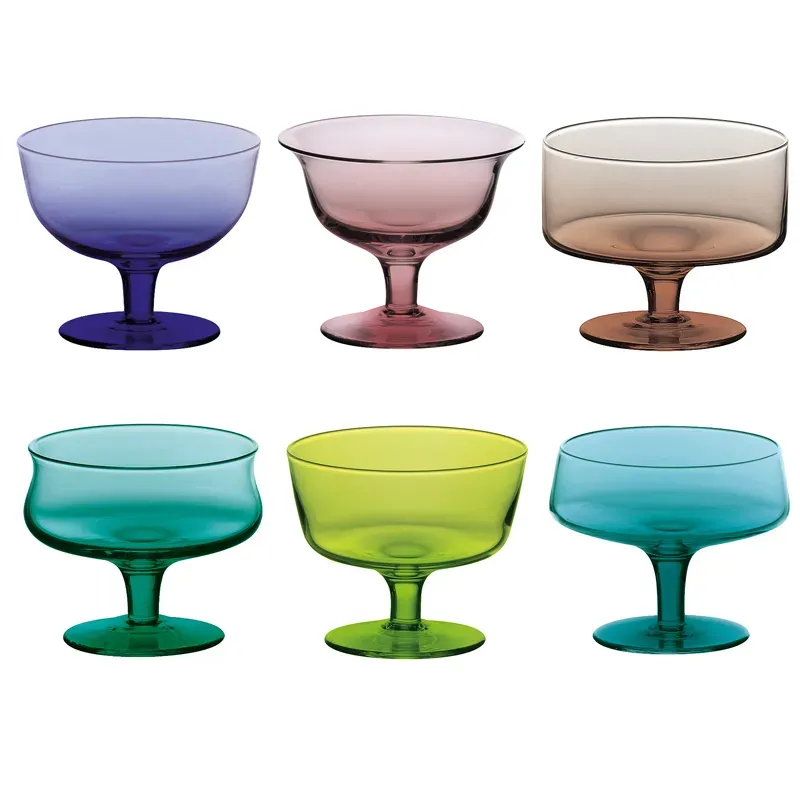 Diseguale set 6 coppette vetro colorate dessert