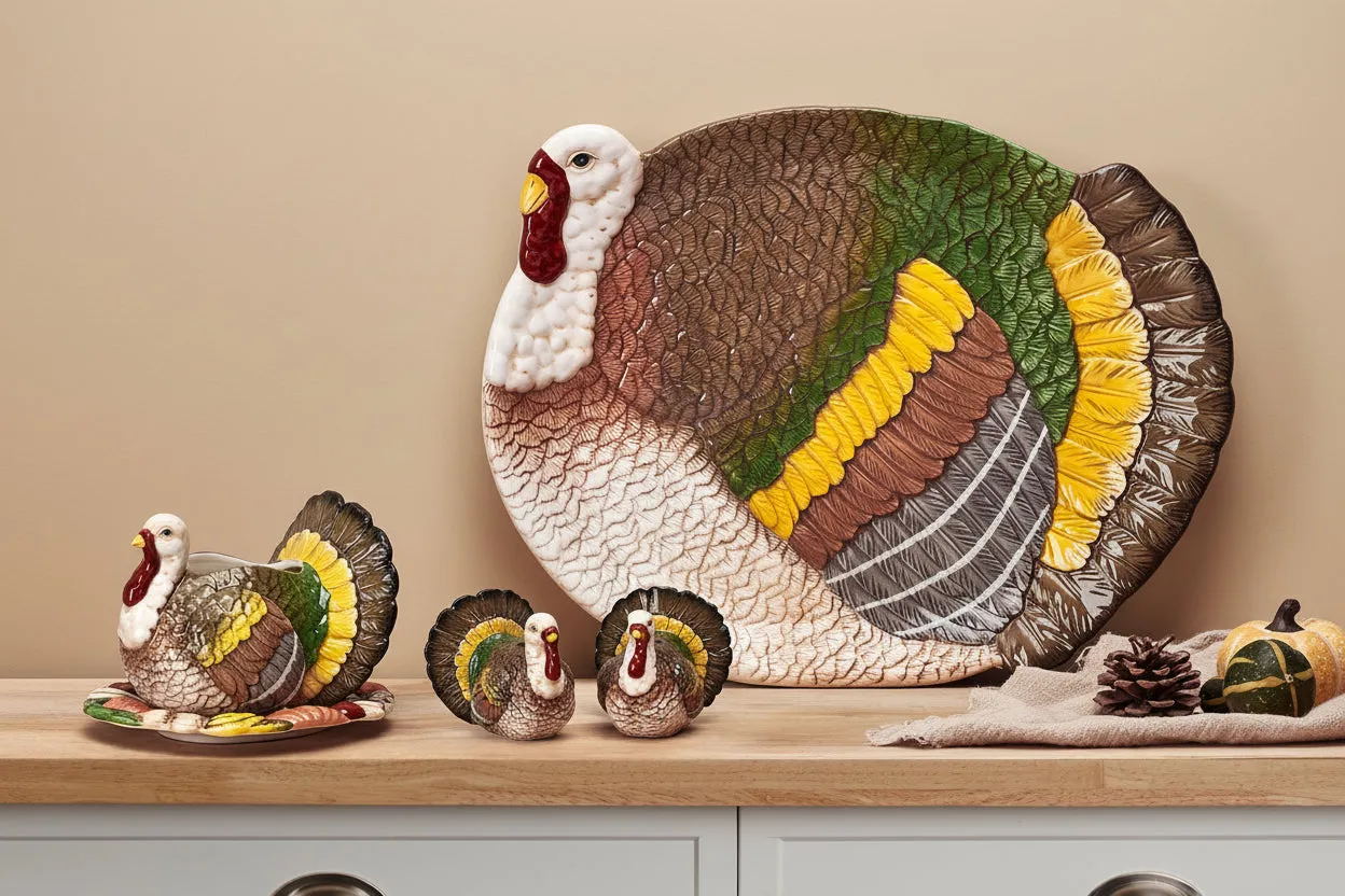Fitz and Floyd Thanksgiving Traditions set sale pepe tacchino