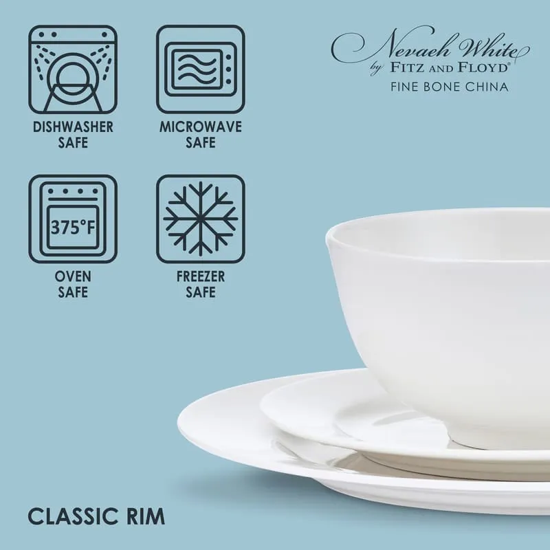 Fitz and Floyd Nevaeh White servizio piatti bone china 12 pz
