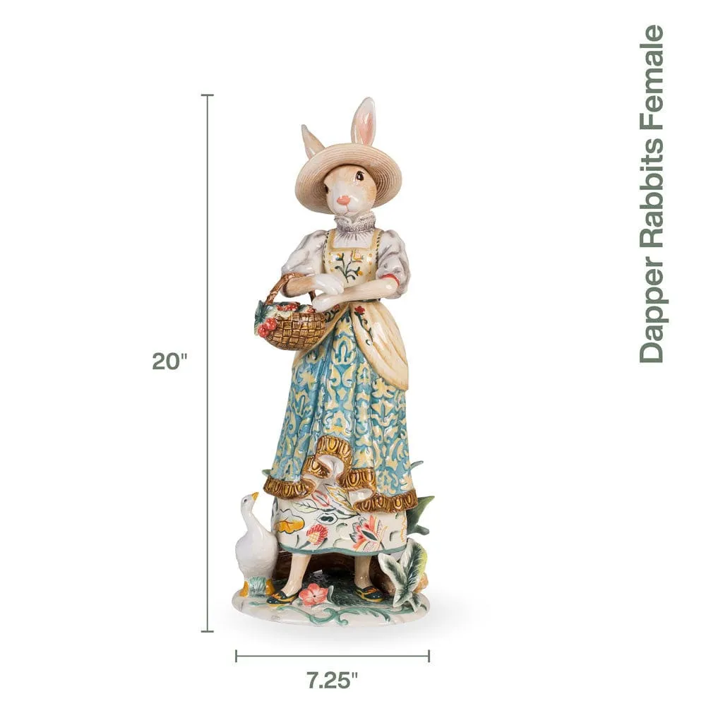 Fitz and Floyd Dapper Rabbits Female statuina coniglio 51 cm