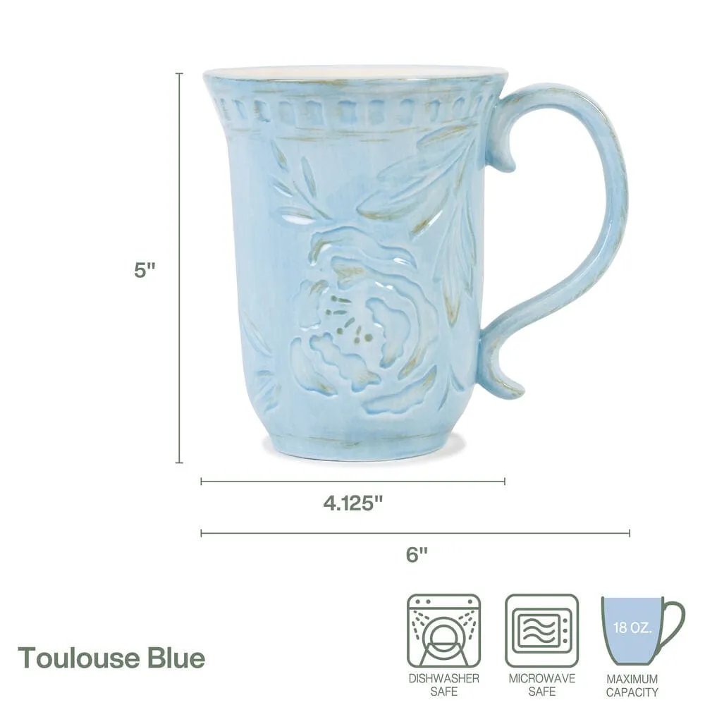 Fitz and Floyd Toulouse Blue set 4 mug in gres blu