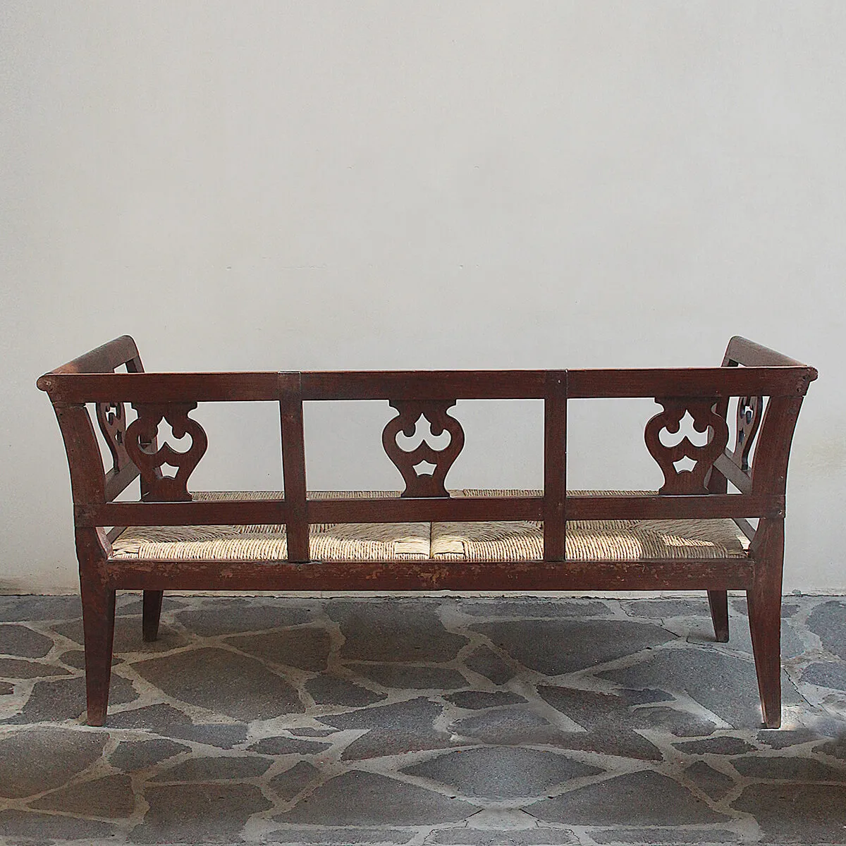 Divano Lira Fine 700 legno seduta paglia vintage