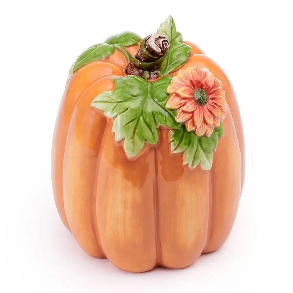 Fitz and Floyd Harvest zucca decorativa alta fiori autunno