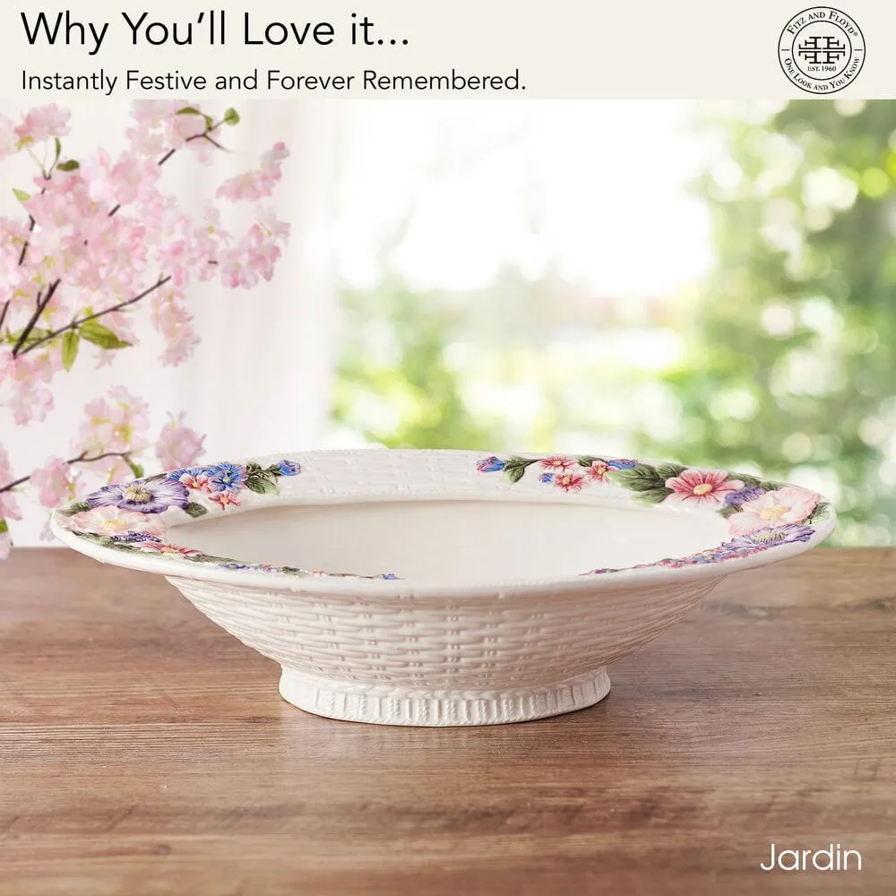 Fitz and Floyd Jardin centrotavola 18" fiori terraglia