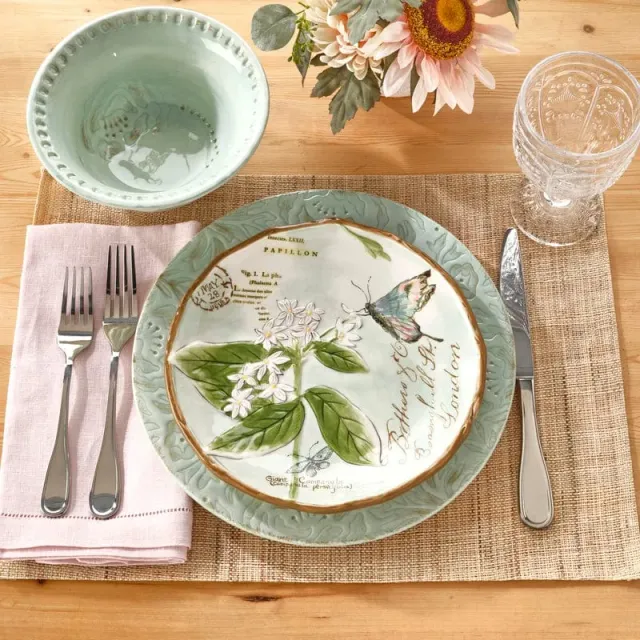 Fitz and Floyd Toulouse Green servizio piatti stoneware 12 pezzi 4 persone
