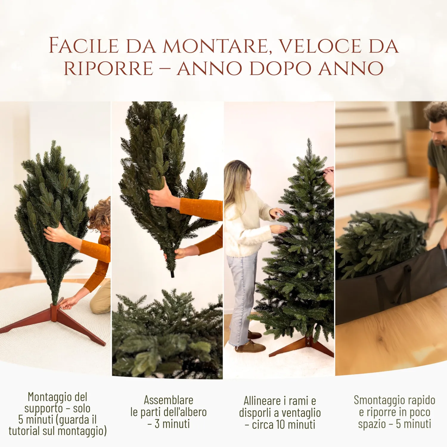 Pure Living albero di Natale artificiale 180 cm realistico