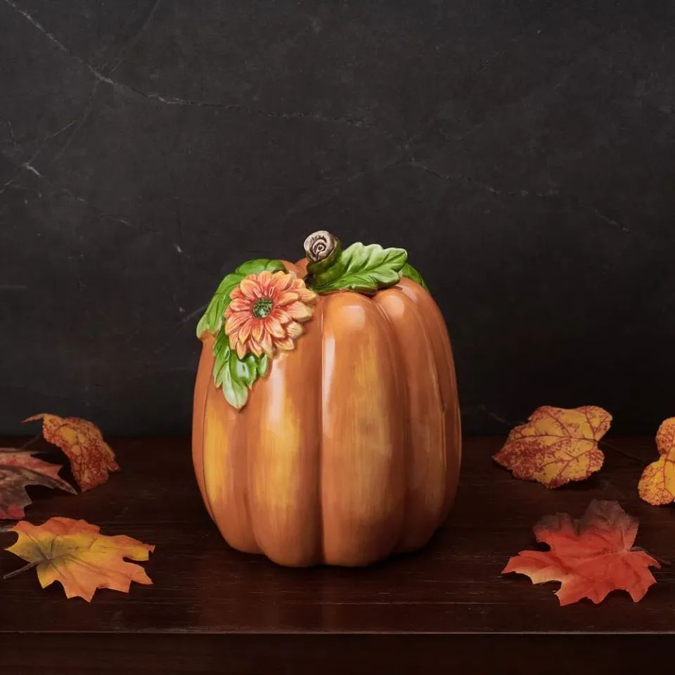 Fitz and Floyd Harvest zucca decorativa alta fiori autunno