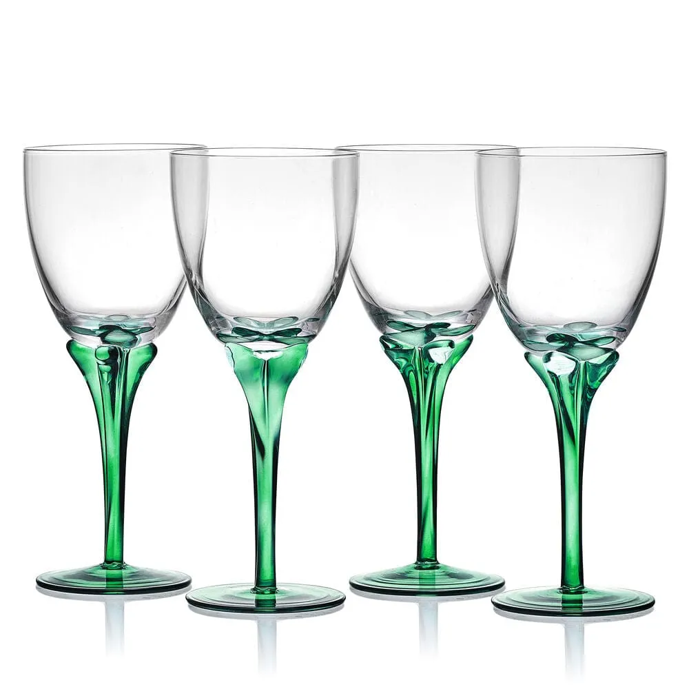 Fitz and Floyd Jardin calici vino verde set 4 pezzi
