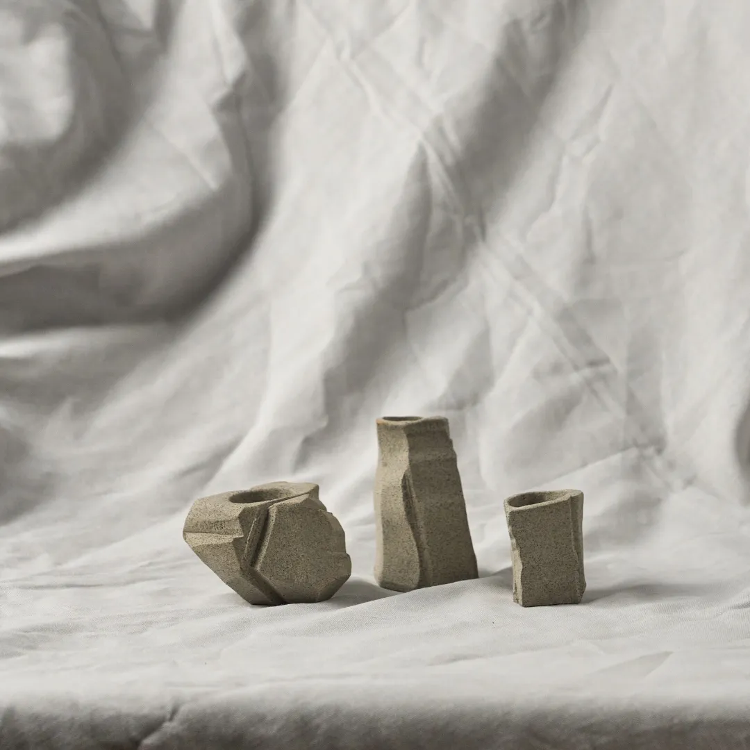 Studio Delta Pottery Lume #2 set 3 portacandele grès