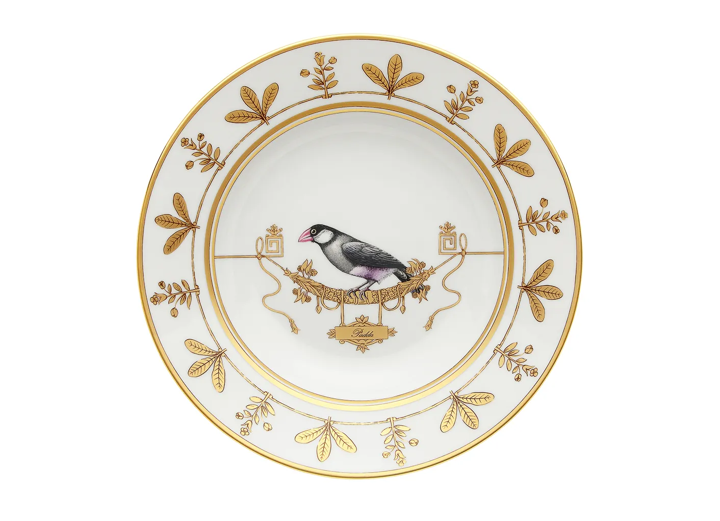 Richard Ginori Volière piatto fondo decoro uccelli oro