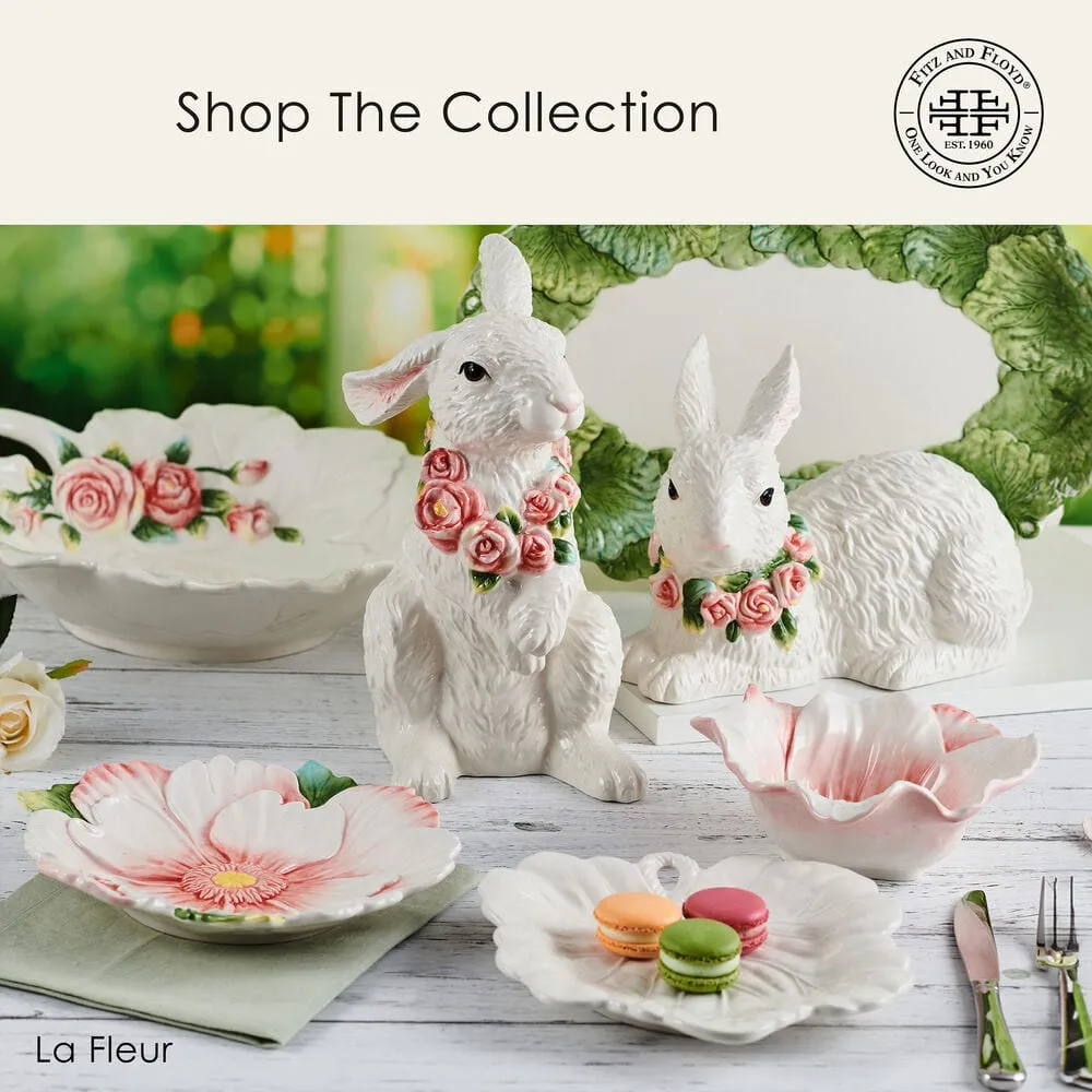 Fitz and Floyd La Fleur Leaf set 2 piatti insalata terracotta