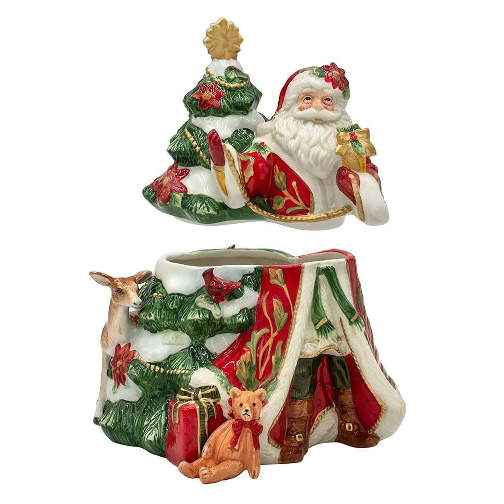 Fitz and Floyd Cardinal Christmas biscottiera Santa