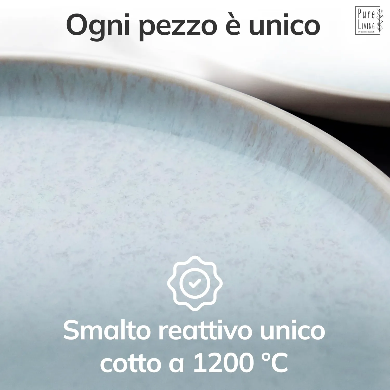 Pure Living Ibiza Set 6 Piatti Dessert Ceramica Beige Blu