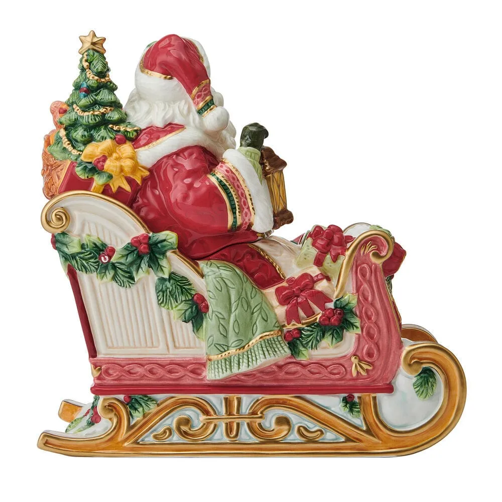 Fitz and Floyd Crimson Holiday barattolo biscotti Babbo Natale