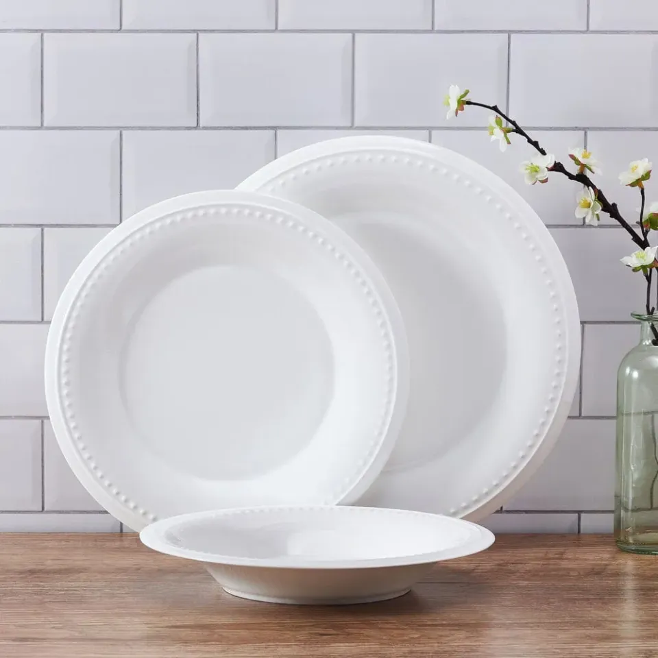 Fitz and Floyd Nevaeh White servizio piatti 24 pz bone china 8 persone