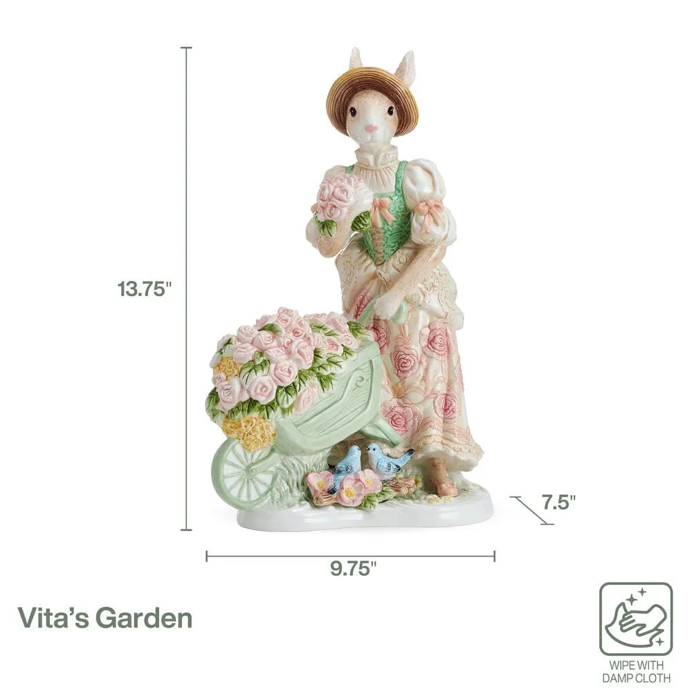 Fitz and Floyd Vita's Garden Coniglio Statuina 35cm Fiori