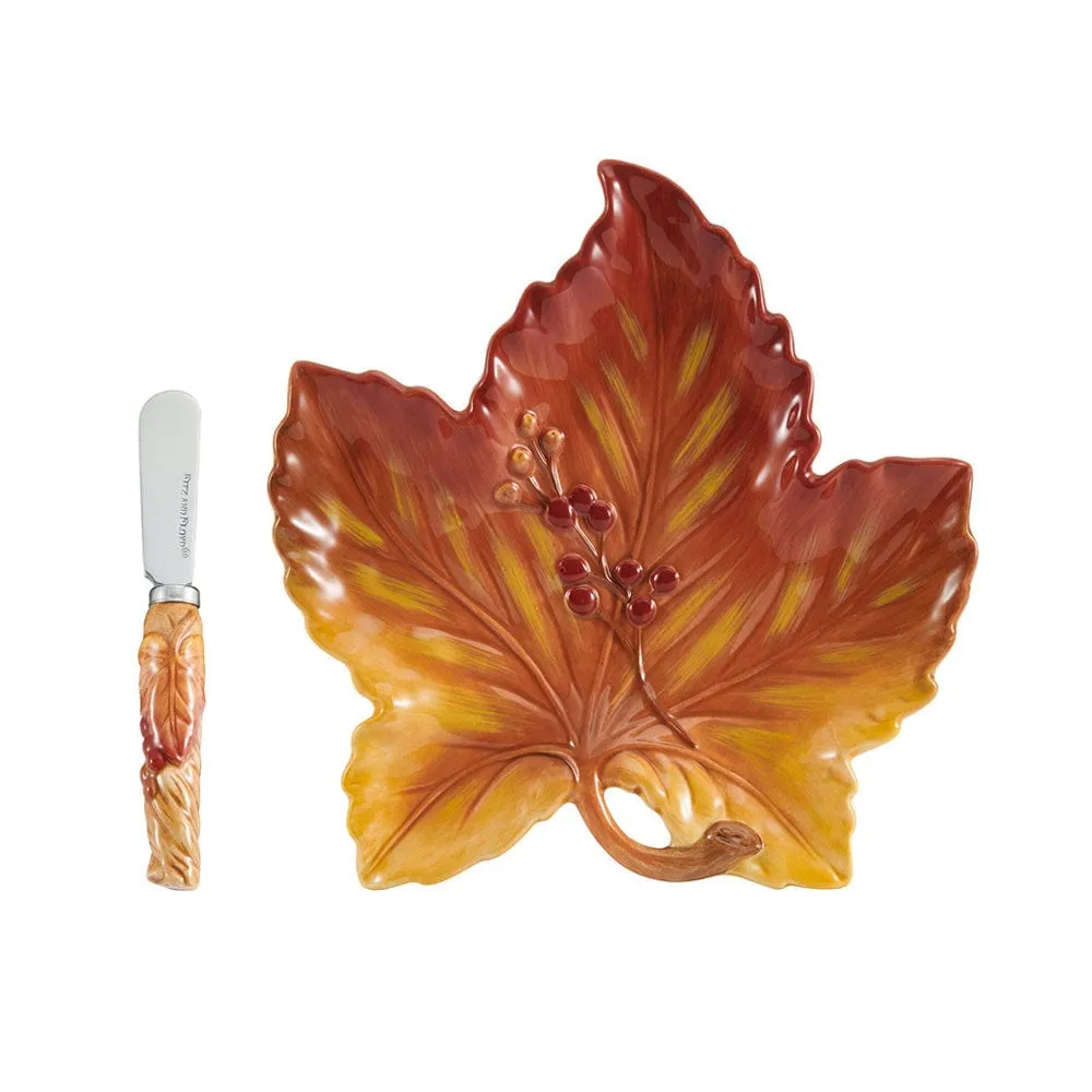 Fitz and Floyd Harvest piatto snack foglia con spargitore