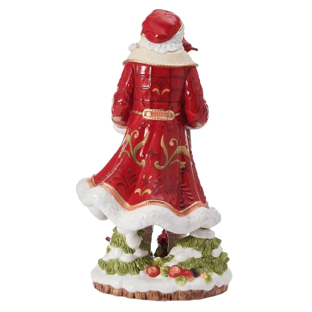 Fitz and Floyd Poinsettia Holiday statuetta Santa rosso 44 cm