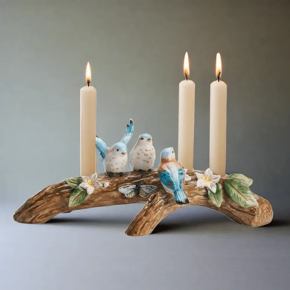 Fitz and Floyd Toulouse Bird portacandele 3 posti ceramica