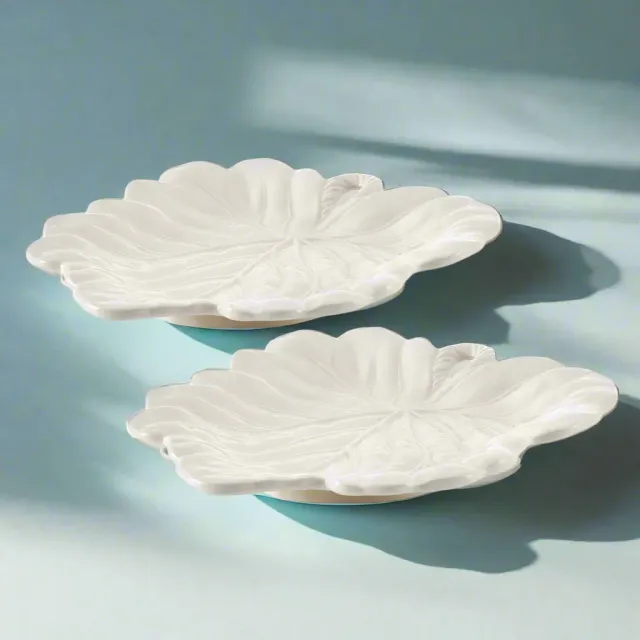 Fitz and Floyd La Fleur Leaf set 2 piatti insalata terracotta