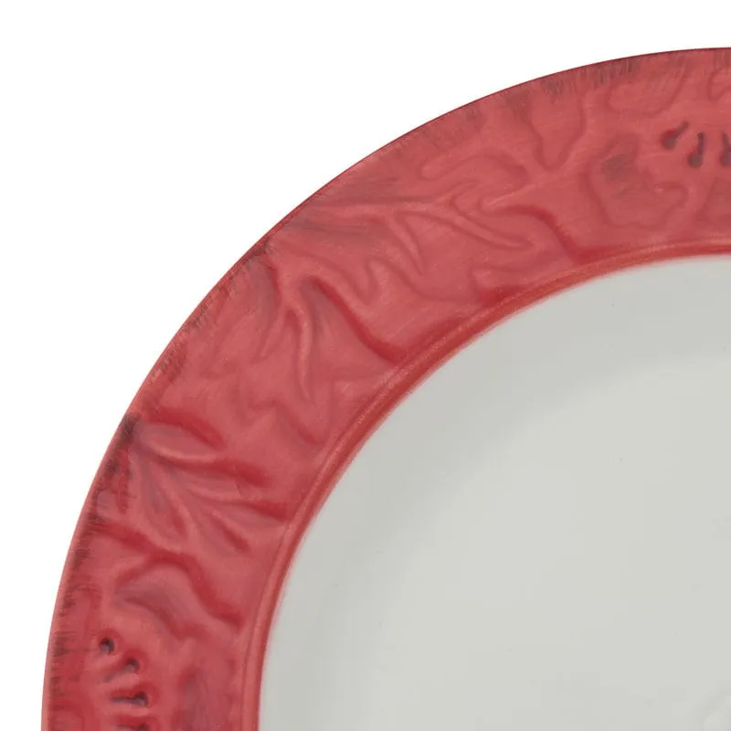 Fitz and Floyd Poinsettia Holiday set 4 piatti piani rossi stoneware
